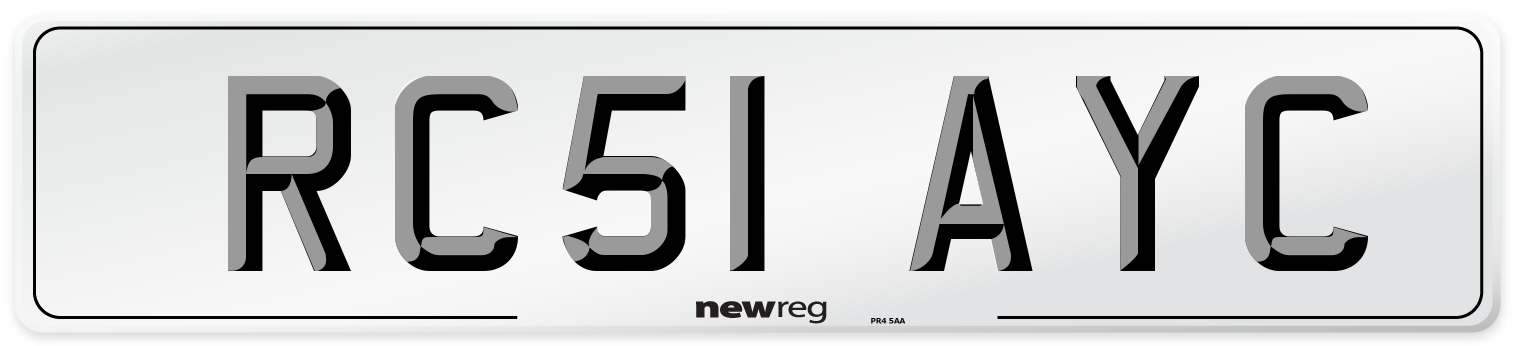RC51 AYC Number Plate from New Reg